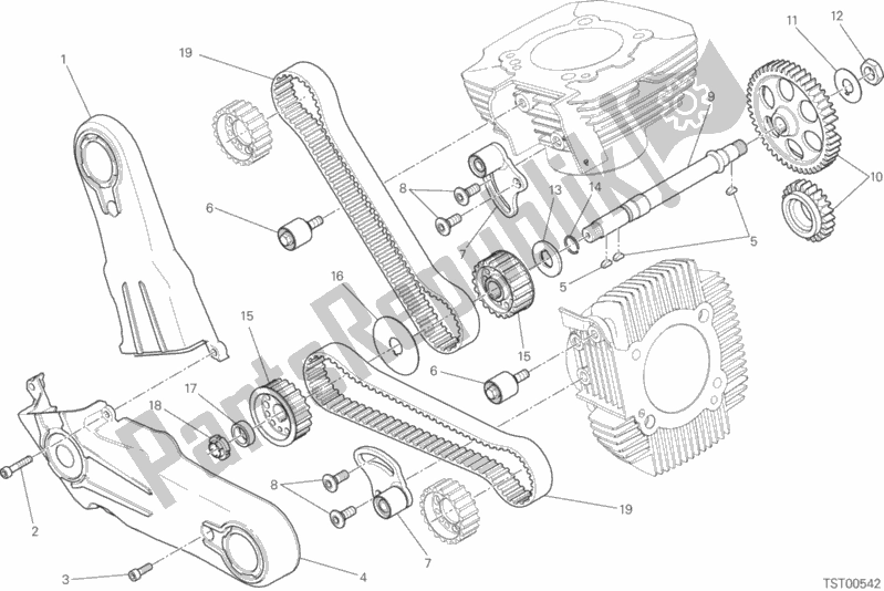 Alle onderdelen voor de Distribuzione van de Ducati Scrambler Flat Track Thailand USA 803 2016